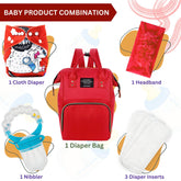 Baby Care Accessories Cloth Diaper, Inserts, Diaper Bag, Headbands, Nibbler (Set of 5)